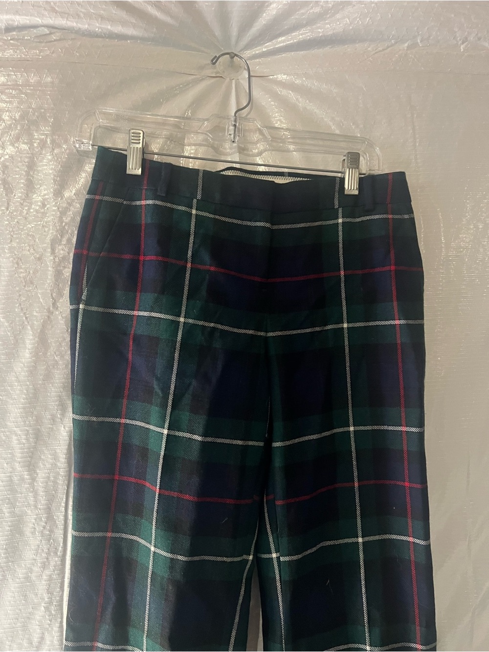 J.Crew Green Tartan Plaid Wool City Fit Pants Size 0 - Picture 2 of 4